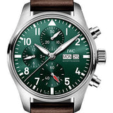 IWC Pilot's Watch Chronograph 41 - Stainless Steel Case - Green Dial - Brown Calfskin Strap - IW388103