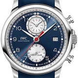 IWC Portugieser Yacht Club Chronograph Watch - 43.5 mm Stainless Steel Case - Blue Dial - Blue Rubber Strap - IW390507