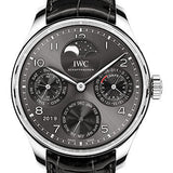 IWC Portugieser Perpetual Calendar Watch - 44.2 mm White Gold Case - Slate Dial - Black Alligator Strap - IW503301