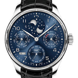 IWC Portugieser Perpetual Calendar Watch - 44.2 mm White Gold Case - Midnight Blue Dial - Black Alligator Strap - IW503401