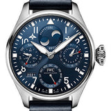 IWC Big Pilot’s Watch Perpetual Calendar - Stainless Steel Case - Blue Dial - Blue Calfskin Strap - IW503605