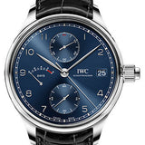 IWC Portugieser Hand-Wound Monopusher Edition Laureus Sport for Good Watch - 46.0 mm Stainless Steel Case - Blue Dial - Black Alligator Strap - IW515301