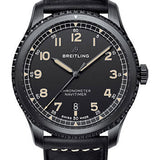 Breitling Aviator 8 Automatic 41 Watch - Black Steel Case - Black Dial - Black Leather Strap - M17314101B1X1