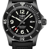 Breitling Superocean Automatic 46 Black Steel Watch - Black steel - Black Dial - Numerals,Black Rubber Strap - Tang Buckle - M17368B71B1S1