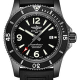 Breitling Superocean Automatic 46 Black Steel Watch - DLC-Coated Stainless Steel - Black Dial - Black Rubber Strap - Folding Buckle - M17368B71B1S2