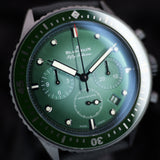 Fifty Fathoms Bathyscaphe Chronographe Flyback 5200-0153-B52A 43MM Green Dial Full Set WARRANTY