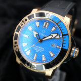 Carl F. Bucherer Patravi ScubaTec Gold 00.10632.22.53.01 44MM Rose Gold Blue Dial WARRANTY