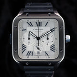 Cartier Santos de Cartier Chronograph WSSA0017 41MM x 54MM Steel White Dial Full Set WARRANTY