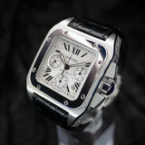 Cartier Santos 100 XL Chronograph W20090X8 42MM White Dial WARRANTY