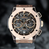 Hublot Aerofusion King Gold 525.OX.0180.LR 45MM Rose Gold Skeleton Dial Watch and card WARRANTY