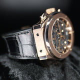 Hublot Aerofusion King Gold 525.OX.0180.LR 45MM Rose Gold Skeleton Dial Watch and card WARRANTY