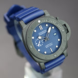 Panerai Submersible QuarantaQuattro Carbotech Blu Abisso PAM01232 44MM Carbon Blue Dial Full Set WARRANTY