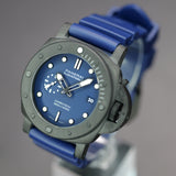 Panerai Submersible QuarantaQuattro Carbotech Blu Abisso PAM01232 44MM Carbon Blue Dial Full Set WARRANTY