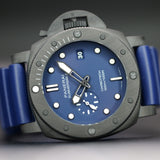 Panerai Submersible QuarantaQuattro Carbotech Blu Abisso PAM01232 44MM Carbon Blue Dial Full Set WARRANTY