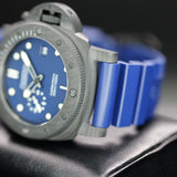 Panerai Submersible QuarantaQuattro Carbotech Blu Abisso PAM01232 44MM Carbon Blue Dial Full Set WARRANTY