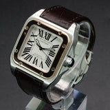 Cartier Santos 100 Two-Tone Mid-Size W20107X7 33MM Gold/Steel White Dial Full Set WARRANTY