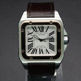Cartier Santos 100 Two-Tone Mid-Size W20107X7 33MM Gold/Steel White Dial Full Set WARRANTY