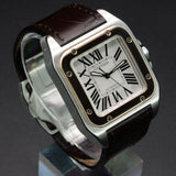 Cartier Santos 100 Two-Tone Mid-Size W20107X7 33MM Gold/Steel White Dial Full Set WARRANTY