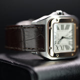 Cartier Santos 100 Two-Tone Mid-Size W20107X7 33MM Gold/Steel White Dial Full Set WARRANTY