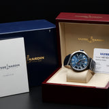 Ulysse Nardin Marine Chronograph 1533-150/43 43MM Steel Blue Dial Full Set WARRANTY