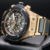 Hublot Big Bang Unico King Gold Ceramic 411.OM.1180.OM 45MM Rose Gold Skeleton Dial Full Set WARRANTY