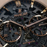 Hublot Aerofusion King Gold 525.OX.0180.LR 45MM Rose Gold Skeleton Dial Watch and card WARRANTY