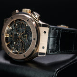 Hublot Aerofusion King Gold 525.OX.0180.LR 45MM Rose Gold Skeleton Dial Watch and card WARRANTY