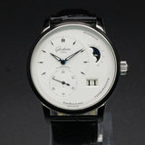 Glashutte PanoMaticLunar White Dial 1-90-02-42-32-50 40MM Steel Silver Dial Full Set WARRANTY
