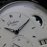 Glashutte PanoMaticLunar White Dial 1-90-02-42-32-50 40MM Steel Silver Dial Full Set WARRANTY