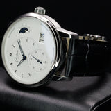 Glashutte PanoMaticLunar White Dial 1-90-02-42-32-50 40MM Steel Silver Dial Full Set WARRANTY