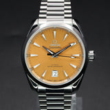 Omega Seamaster Aqua Terra Saffron Shades 220.10.38.20.12.001 38MM Steel Orange Dial Full Set WARRANTY