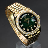 Rolex Presidential Day-Date 128348RBR 36MM Yellow Gold Green Dial Full Set WARRANTY