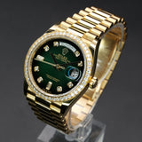 Rolex Presidential Day-Date 128348RBR 36MM Yellow Gold Green Dial Full Set WARRANTY