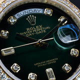 Rolex Presidential Day-Date 128348RBR 36MM Yellow Gold Green Dial Full Set WARRANTY