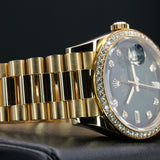 Rolex Presidential Day-Date 128348RBR 36MM Yellow Gold Green Dial Full Set WARRANTY
