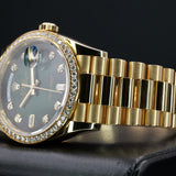 Rolex Presidential Day-Date 128348RBR 36MM Yellow Gold Green Dial Full Set WARRANTY