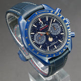 Omega Speedmaster Moonphase Blue Side Of The Moon 304.93.44.52.03.002 44MM Ceramic Blue Dial Full Set WARRANTY