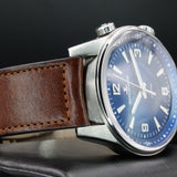 Jaeger-LeCoultre Leather Strap 9008480 41MM Stainless Steel Blue Dial Full Set WARRANTY