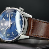 Jaeger-LeCoultre Leather Strap 9008480 41MM Stainless Steel Blue Dial Full Set WARRANTY