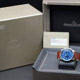 Jaeger-LeCoultre Leather Strap 9008480 41MM Stainless Steel Blue Dial Full Set WARRANTY