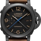 Panerai Luminor Chrono Flyback Black Ceramic 44mm Black Dial Leather Strap PAM00580