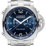 Panerai Luminor Chrono - 44mm Brushed Steel Case - Blue Sun-Brushed Dial - PAM01110