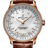 Breitling Navitimer Automatic 35 Watch - 18K Red Gold - Mother-Of-Pearl Dial - Brown Alligator Leather Strap - Folding Buckle - R17395211A1P2