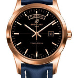 Breitling Transocean Day & Date Watch - 18k Red Gold - Black Dial - Blue Leather Strap - Tang Buckle - R4531012/BB70/105X/R20BA.1