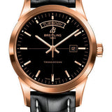 Breitling Transocean Day & Date Watch - 18k Red Gold - Black Dial - Black Croco Strap - Tang Buckle - R45310121B1P1