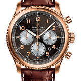 Breitling Aviator 8 B01 Chronograph 43 Watch - Red Gold Case - Bronze Dial - Brown Croco Strap - RB0117131Q1P1