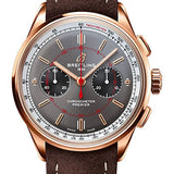 Breitling Premier B01 Chronograph 42 Wheels and Waves Limited Edition Watch - 18K Red Gold - Anthracite Dial - Brown Calfskin Leather Strap - Tang Buckle Limited Edition of 100 - RB0118A31B1X1