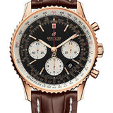 Breitling Navitimer 1 B01 Chronograph 43 Watch - Red Gold Case - Black Dial - Brown Croco Strap - RB0121211B1P1