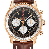 Breitling Navitimer B01 Chronograph 43 Watch - 18k Red Gold - Black Dial - Brown Croco Strap - Folding Buckle - RB0121211B1P2