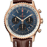 Breitling Navitimer 1 B01 Chronograph 43 Watch - Red Gold Case - Blue Dial - Brown Croco Strap - RB0121211C1P2